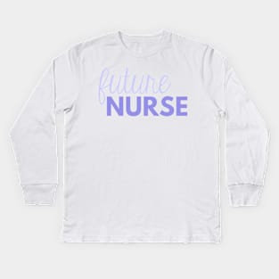 Purple Future Nurse with Thin Script Kids Long Sleeve T-Shirt